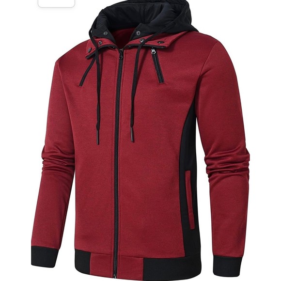 Amazon Other - New Hooded Jacket Slim Fit Turtleneck Fleece Zip Up Hoodie Outerwear Men’s 2XL